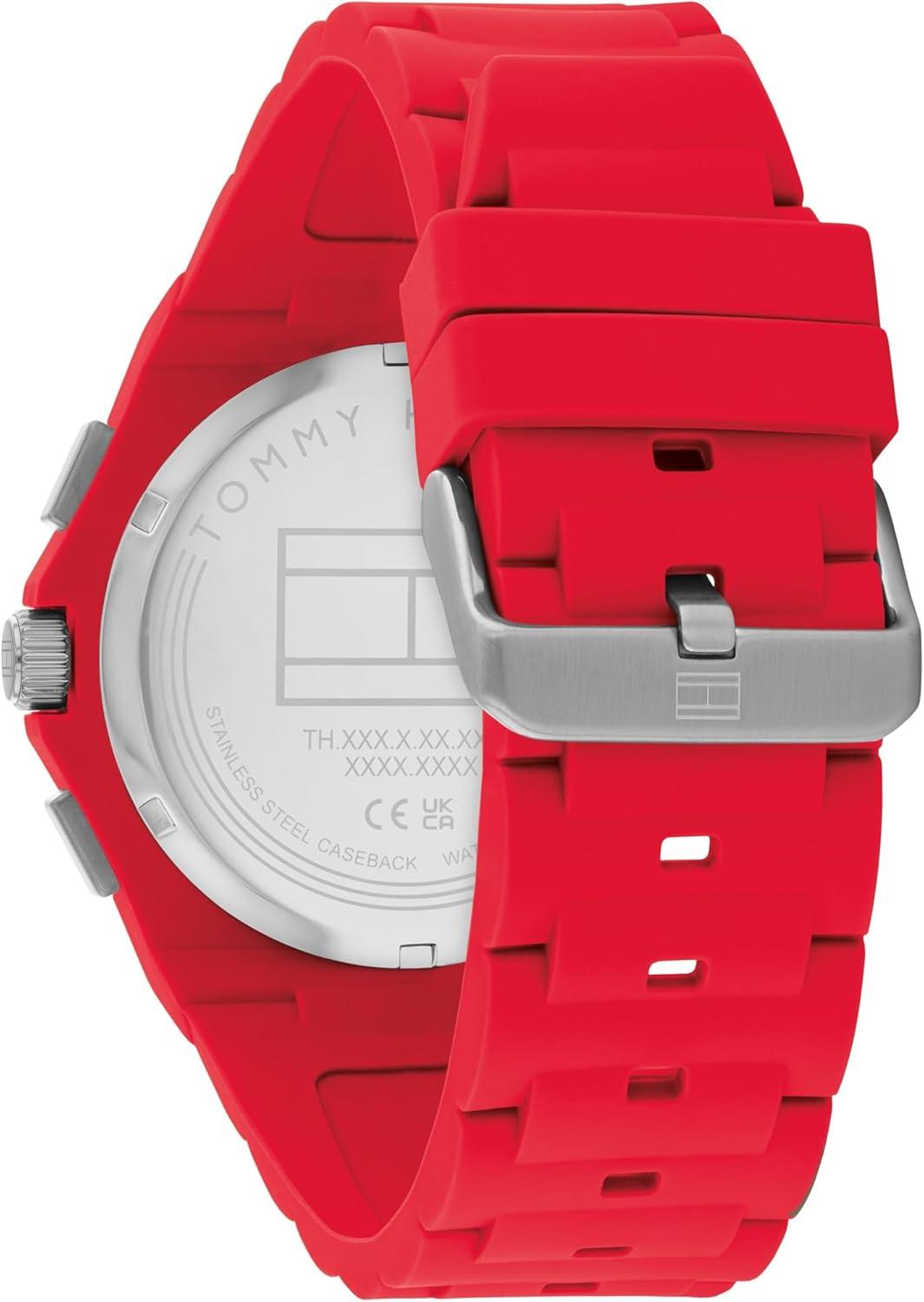 imageTommy Hilfiger Mens Sporty Watch Multifunction Silicone Wristwatch Water Resistant up to 5 ATM50 Meters Premium Fashion Timepiece for All Occasions 44 mmWhite
