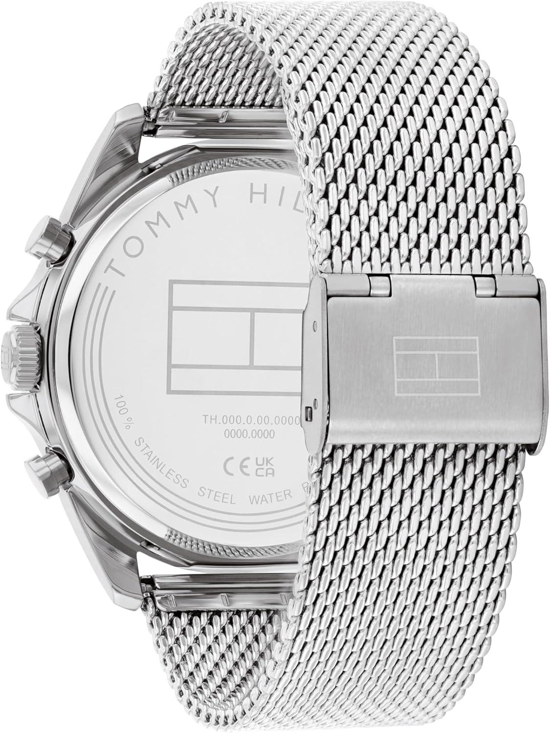 imageTommy Hilfiger Mens Watch Quartz Multifunction 44 mm Stainless Steel Case Skeleton Dial Mesh Bracelet Dress Watch for Men