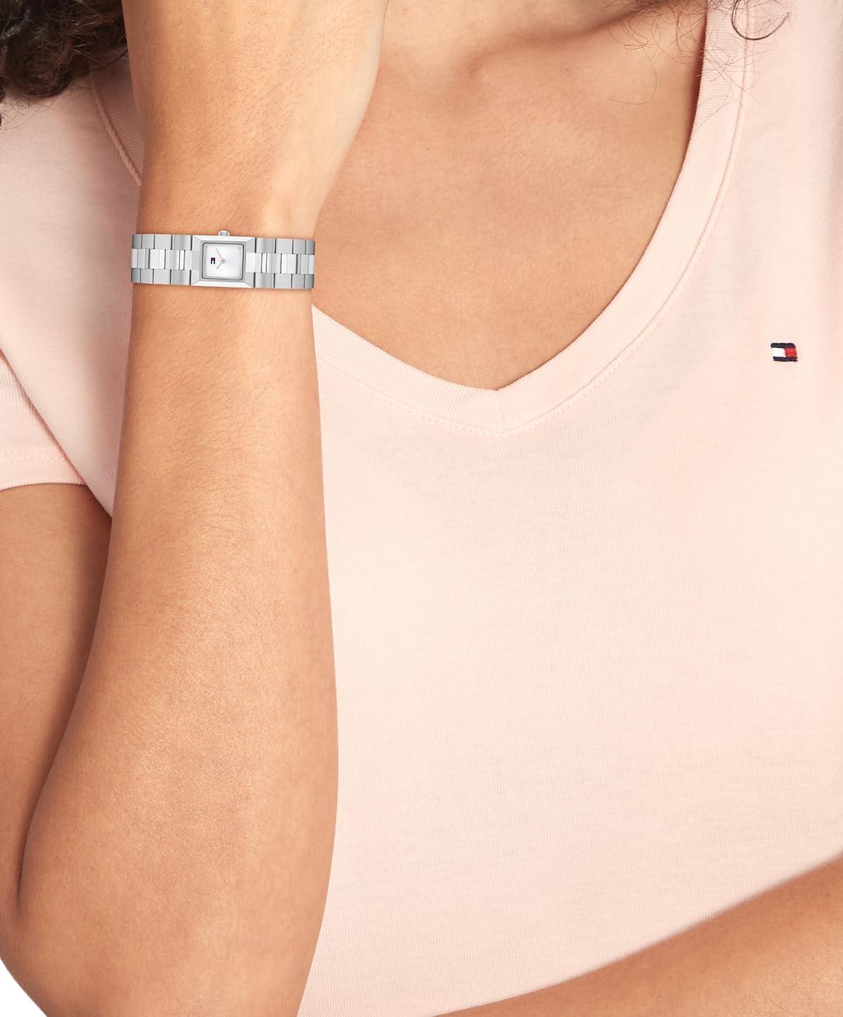 imageTommy Hilfiger Womens 2H Quartz Bracelet Watch JewelryInspired Square Design 3 ATM Water Resistance Elegant and Versatile Timepiece Gift for Her 205mmSilver
