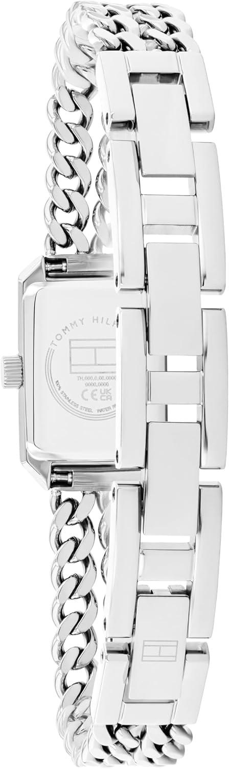 imageTommy Hilfiger Womens 2Hand Quartz Watch Double Chain Bracelet Modern Stylish Timepiece Gift for Her 16mmSilver