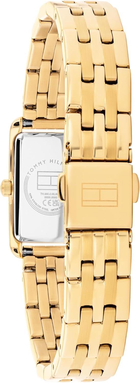 imageTommy Hilfiger Womens 2Hand Quartz Watch Mini Tank Case with Link Bracelet Classic Dressy Style Gift for Her 16mmGold Plated