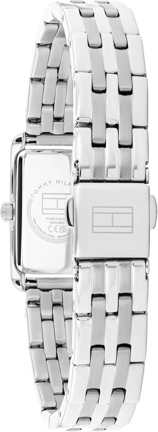 imageTommy Hilfiger Womens 2Hand Quartz Watch Mini Tank Case with Link Bracelet Classic Dressy Style Gift for Her 16mmSilver