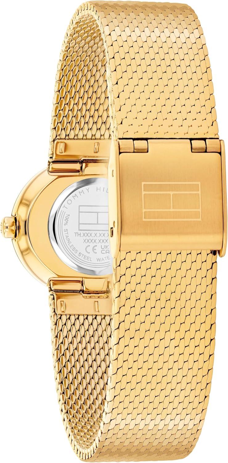 imageTommy Hilfiger Womens 2Hand Quartz Watch OvalShaped Case Crystal Markers Link Bracelet Dress Casual Look Gift for Her 25mmGold Plated