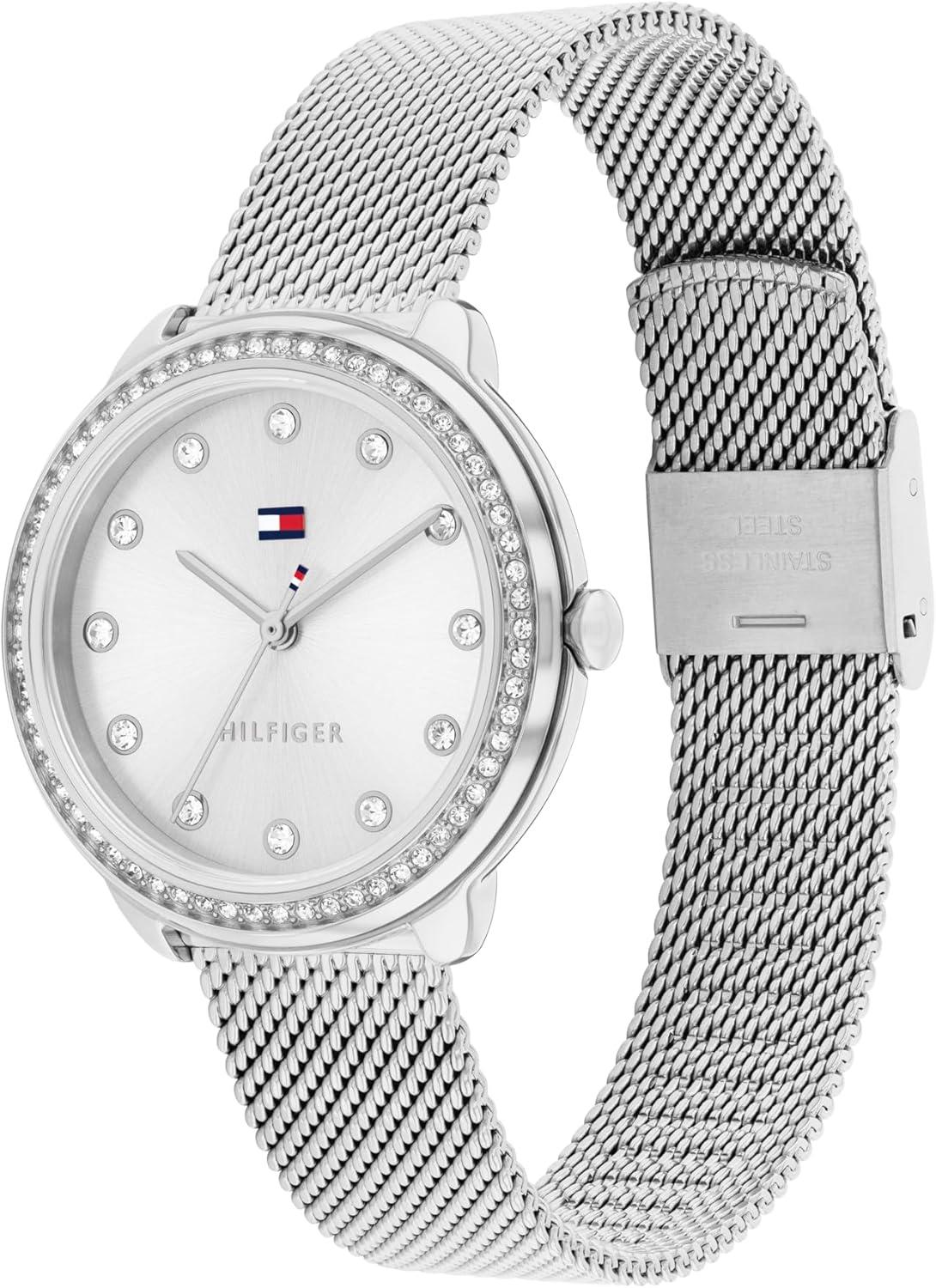 imageTommy Hilfiger Womens Dressy Watch 3H Quartz Stainless Steel Wristwatch Water Resistant up to 3 ATM30 Meters Premium Fashion Timepiece for All Occasions 33 mmSilver