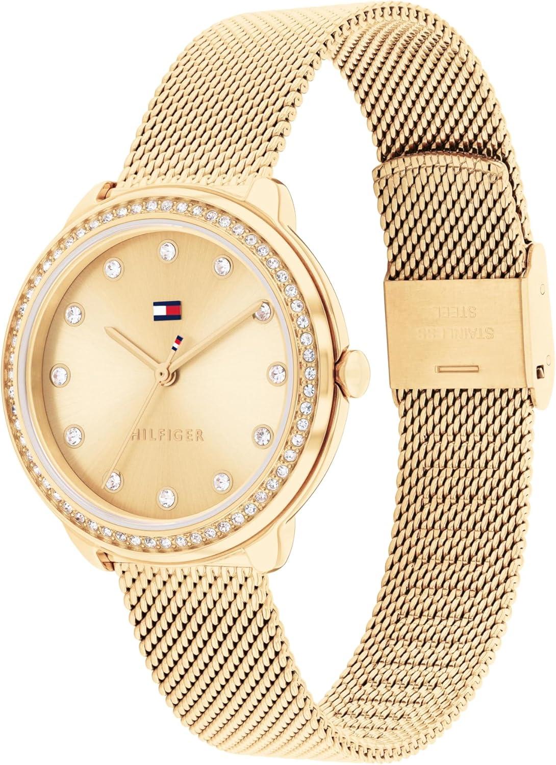 imageTommy Hilfiger Womens Dressy Watch 3H Quartz Stainless Steel Wristwatch Water Resistant up to 3 ATM30 Meters Premium Fashion Timepiece for All Occasions 33 mmGold