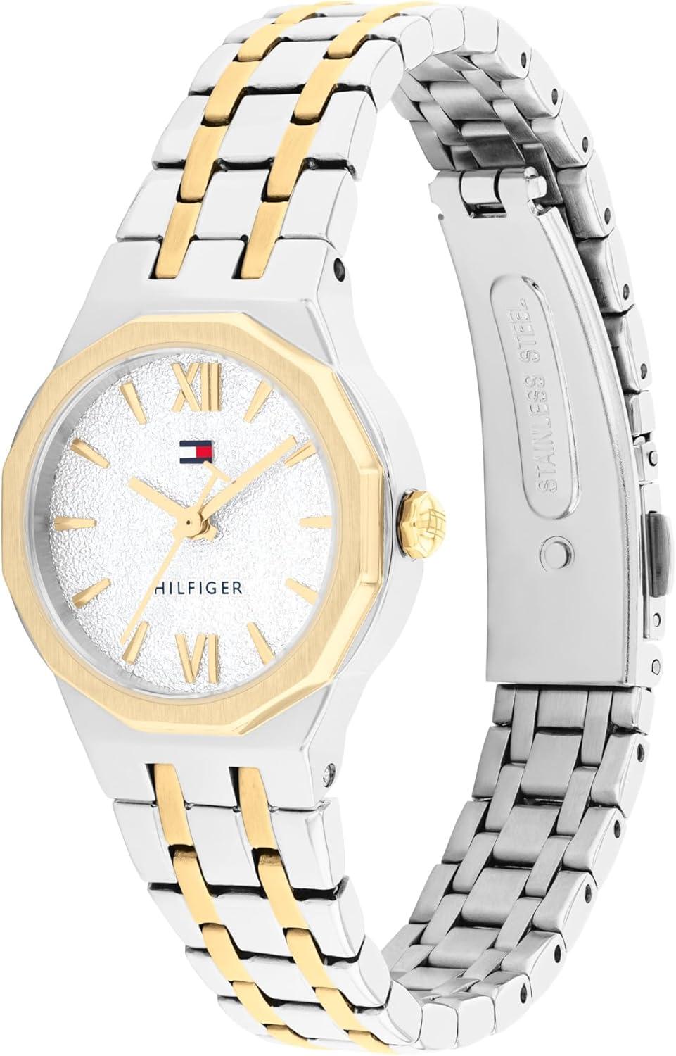 imageTommy Hilfiger Womens Quartz Bracelet Watch Chic Modern Design Geometric Frosted Dial Water Resistant up to 30m Sophisticated Casual Timepiece Gift for Her 25mmTwo Tone