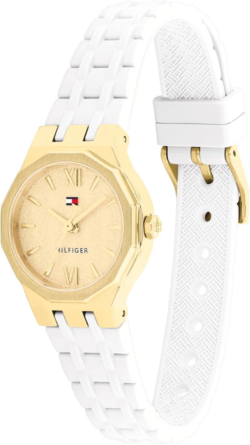 imageTommy Hilfiger Womens Quartz Bracelet Watch Chic Modern Design Geometric Frosted Dial Water Resistant up to 30m Sophisticated Casual Timepiece Gift for Her 25mmSilverGold