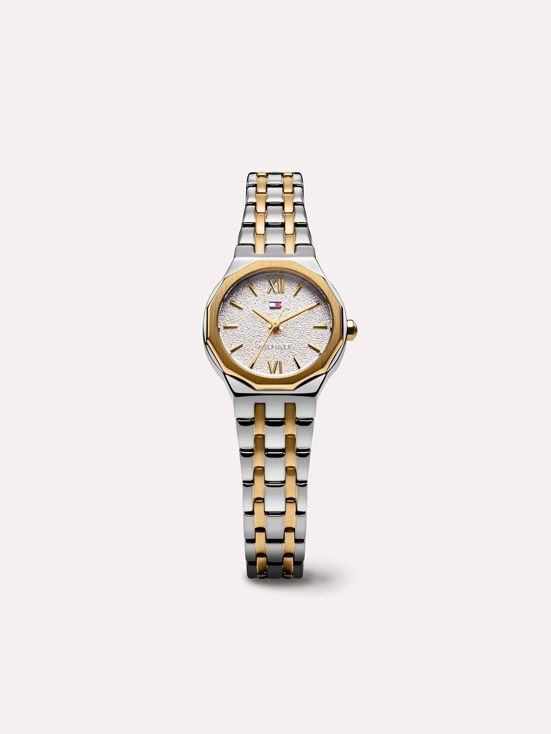 imageTommy Hilfiger Womens Quartz Bracelet Watch Chic Modern Design Geometric Frosted Dial Water Resistant up to 30m Sophisticated Casual Timepiece Gift for Her 25mmTwo Tone