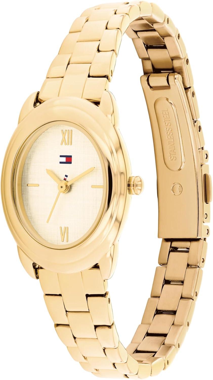 imageTommy Hilfiger Womens Quartz Bracelet Watch Petite Oval Case Water Resistant up to 30m Chic Sophisticated Timepiece Gift for Her 215mmGold Plated