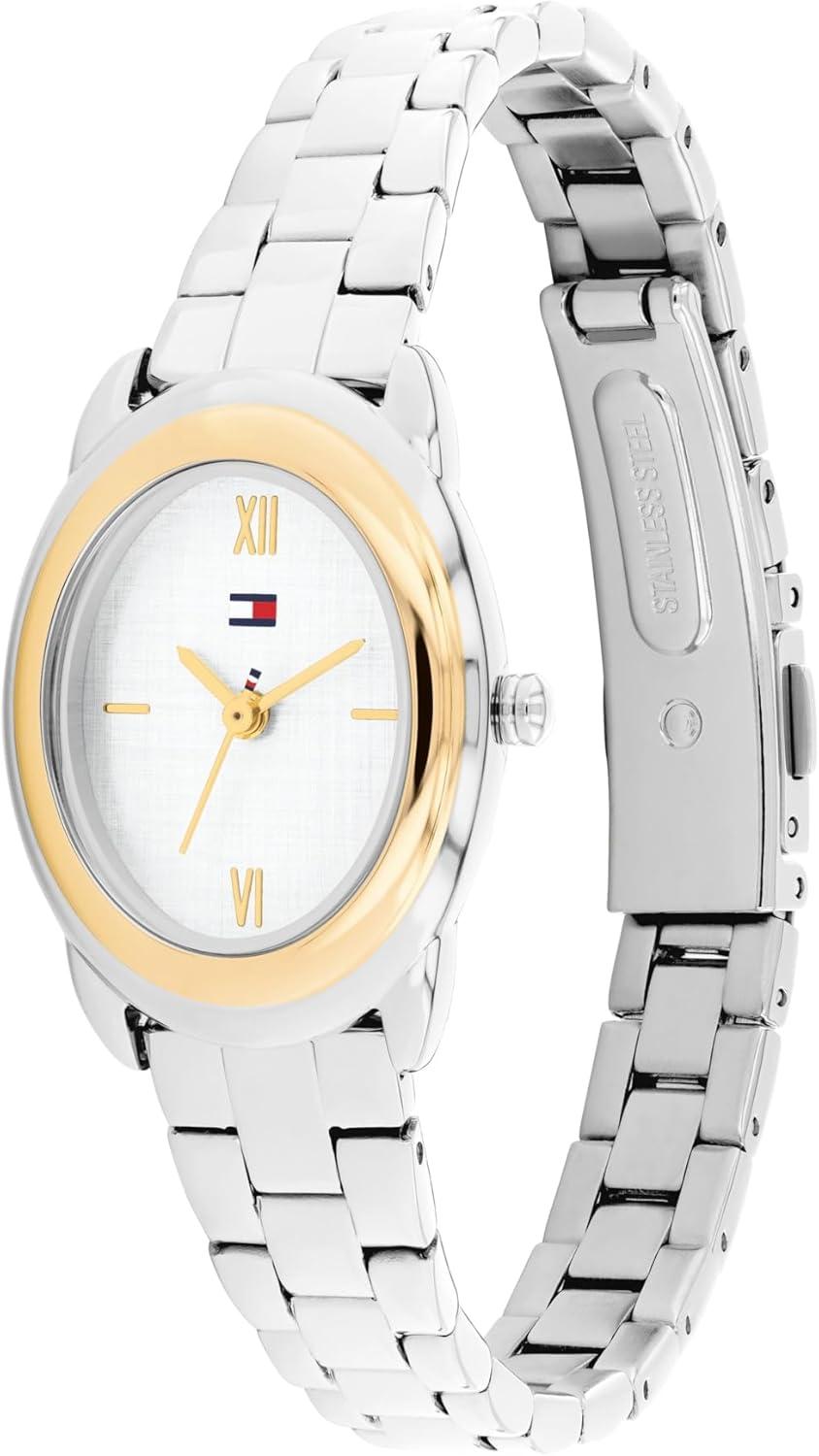 imageTommy Hilfiger Womens Quartz Bracelet Watch Petite Oval Case Water Resistant up to 30m Chic Sophisticated Timepiece Gift for Her 215mmSilverWhite