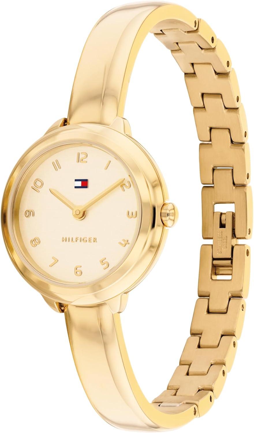imageTommy Hilfiger Womens Quartz Watch Petite Bangle Watch JewelryInspired Water Resistant up to 30m Chic Sophisticated Timepiece Gift for Her 215mmGold Plated