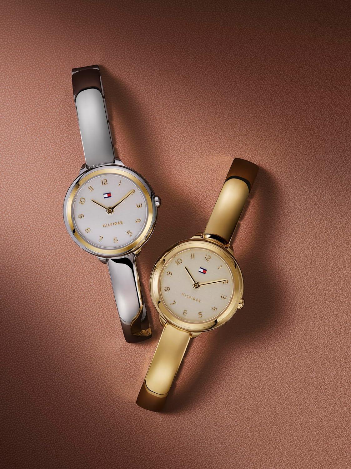 imageTommy Hilfiger Womens Quartz Watch Petite Bangle Watch JewelryInspired Water Resistant up to 30m Chic Sophisticated Timepiece Gift for Her 215mmGold Plated