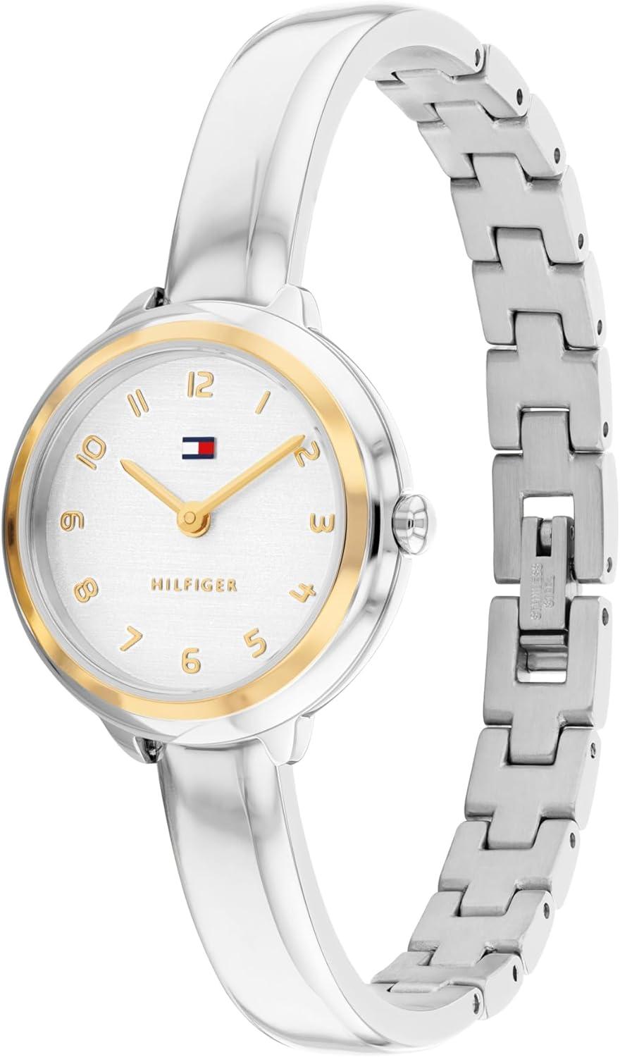 imageTommy Hilfiger Womens Quartz Watch Petite Bangle Watch JewelryInspired Water Resistant up to 30m Chic Sophisticated Timepiece Gift for Her 215mmSilver