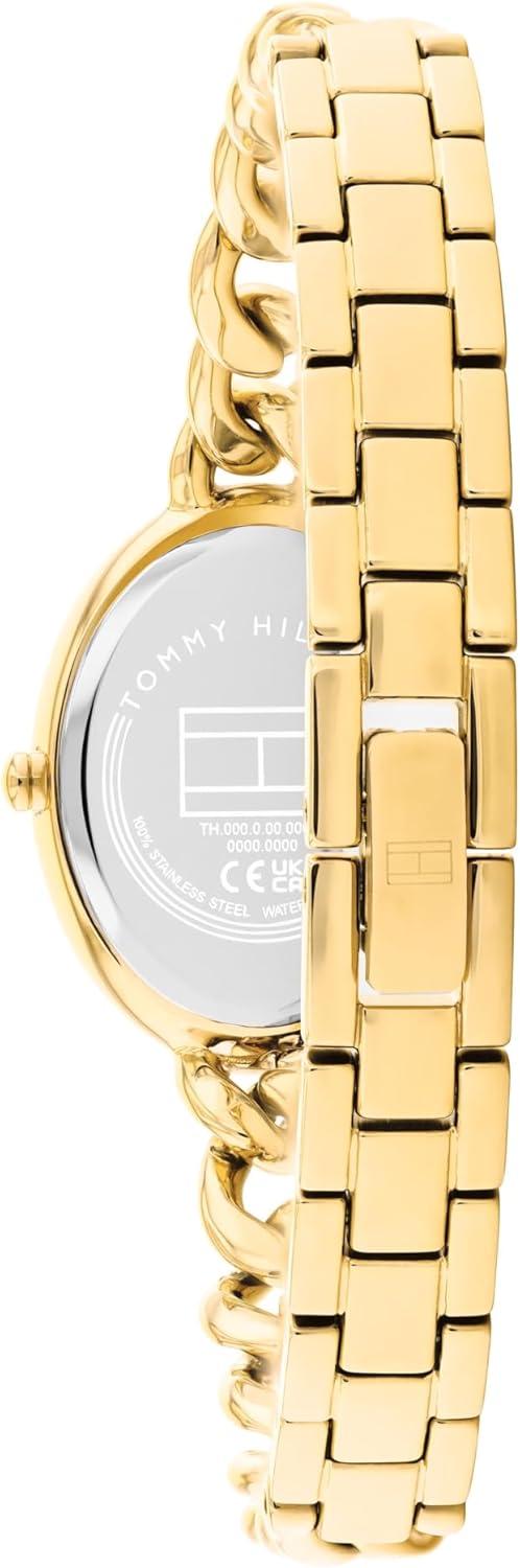 imageTommy Hilfiger Womens Quartz Watch Petite Oval Case and Chain Bracelet Water Resistant up to 30m Chic Sophisticated Timepiece Gift for Her 215mmGold Plated
