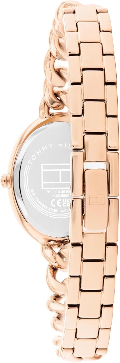 imageTommy Hilfiger Womens Quartz Watch Petite Oval Case and Chain Bracelet Water Resistant up to 30m Chic Sophisticated Timepiece Gift for Her 215mmRose Gold