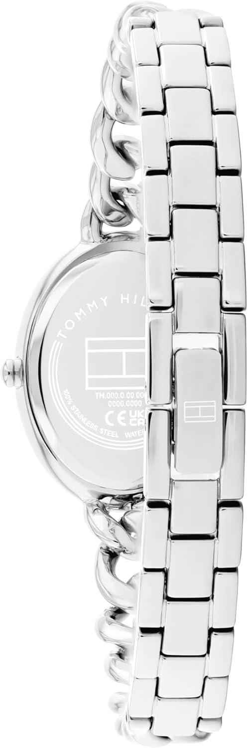imageTommy Hilfiger Womens Quartz Watch Petite Oval Case and Chain Bracelet Water Resistant up to 30m Chic Sophisticated Timepiece Gift for Her 215mmSilver