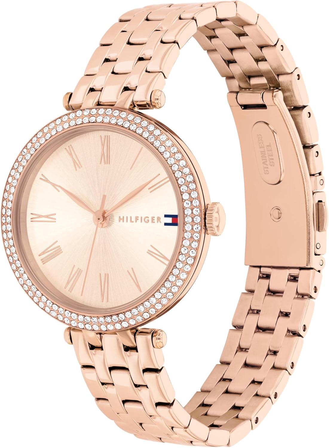 imageTommy Hilfiger Womens Watch Classic 3H Quartz Watch Stainless Steel Wristbrand Water Resistant up to 3 ATM30 Meters Premium Fashion Timepiece with Day to Night Versatility 34mmCarnation