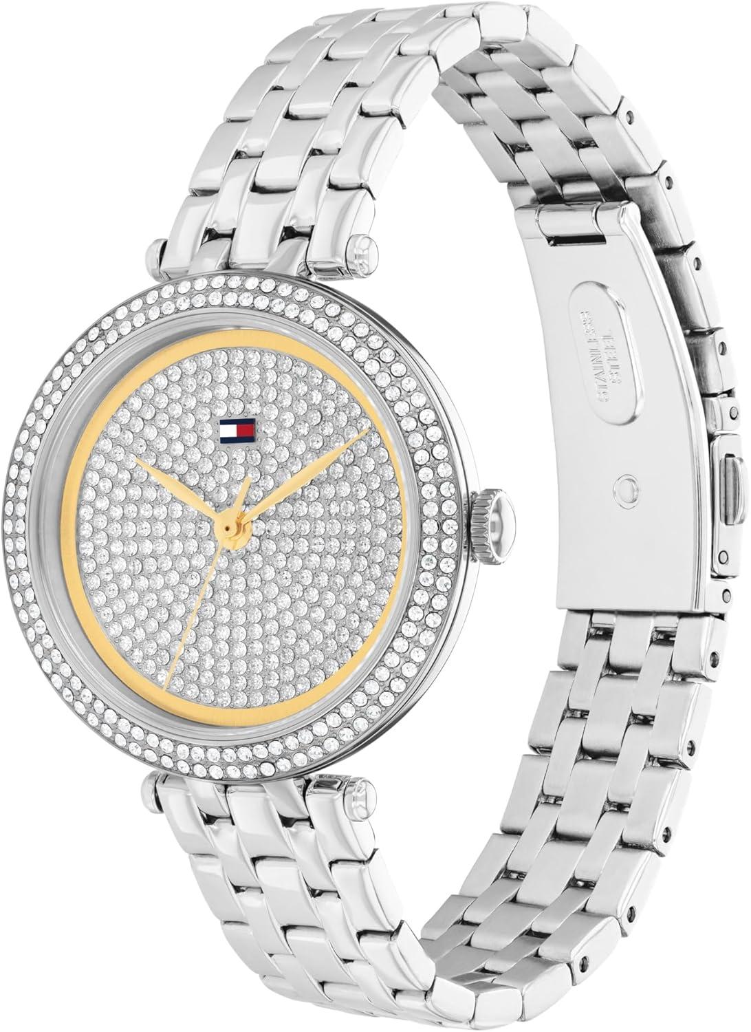 imageTommy Hilfiger Womens Watch Classic 3H Quartz Watch Stainless Steel Wristbrand Water Resistant up to 3 ATM30 Meters Premium Fashion Timepiece with Day to Night Versatility 34mmSilver