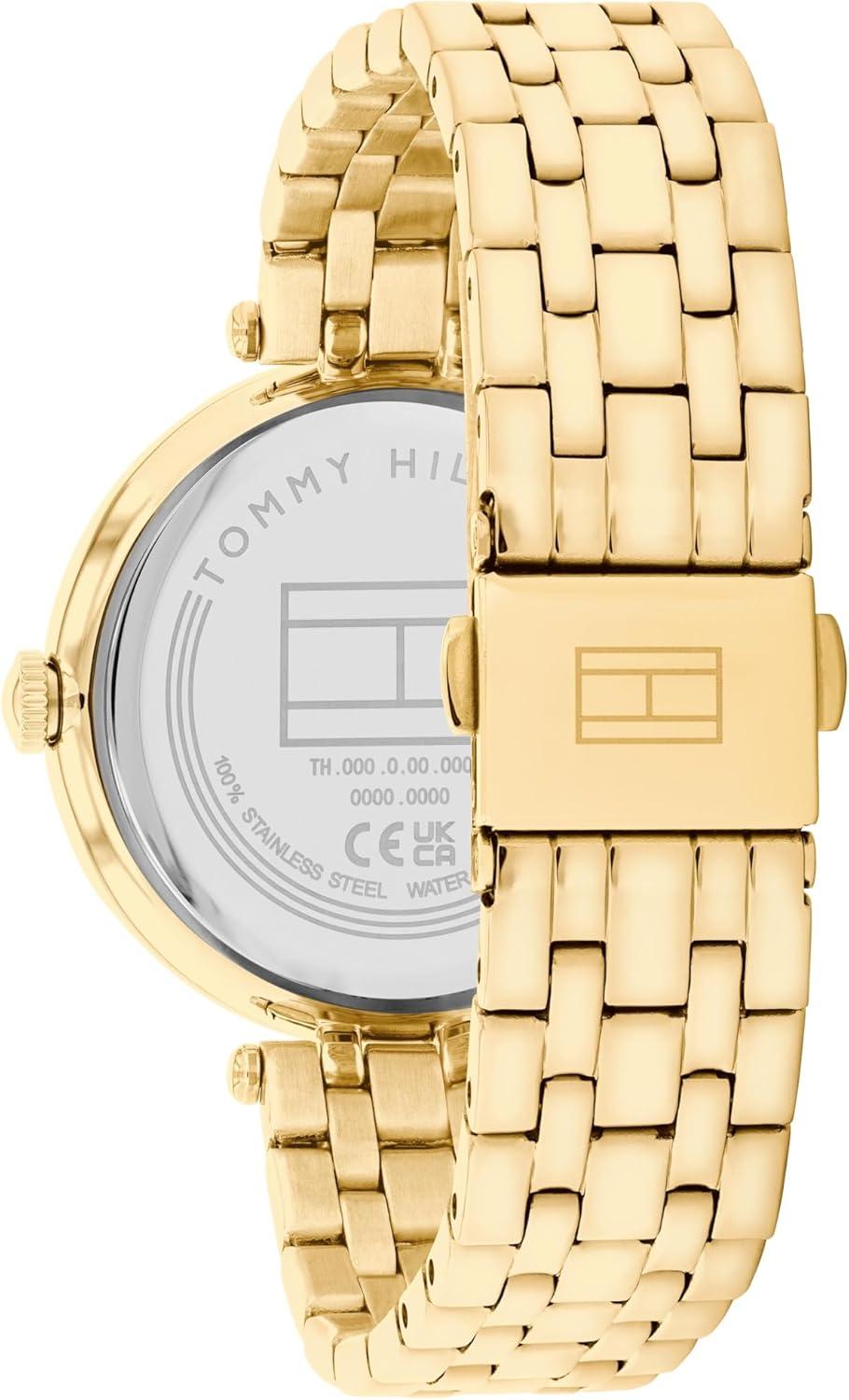 imageTommy Hilfiger Womens Watch Classic 3H Quartz Watch Stainless Steel Wristbrand Water Resistant up to 3 ATM30 Meters Premium Fashion Timepiece with Day to Night Versatility 34mmGold Plated