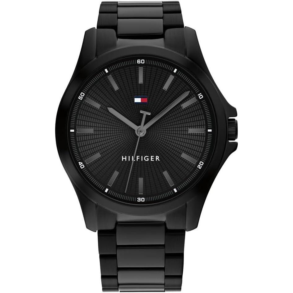 imageTommy Hilfiger Mens 3H Quartz Watch Stainless Steel Bracelet Water Resistant 3 ATM Modern and Stylish Timepiece Gift for Him 42mmBlack