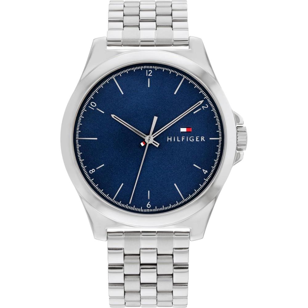 imageTommy Hilfiger Mens Casual Watch 3H Quartz Stainless Steel Wristwatch Water Resistant up to 3 ATM30 Meter Premium Fashion Timepiece for All Occasions 42 mmSilver