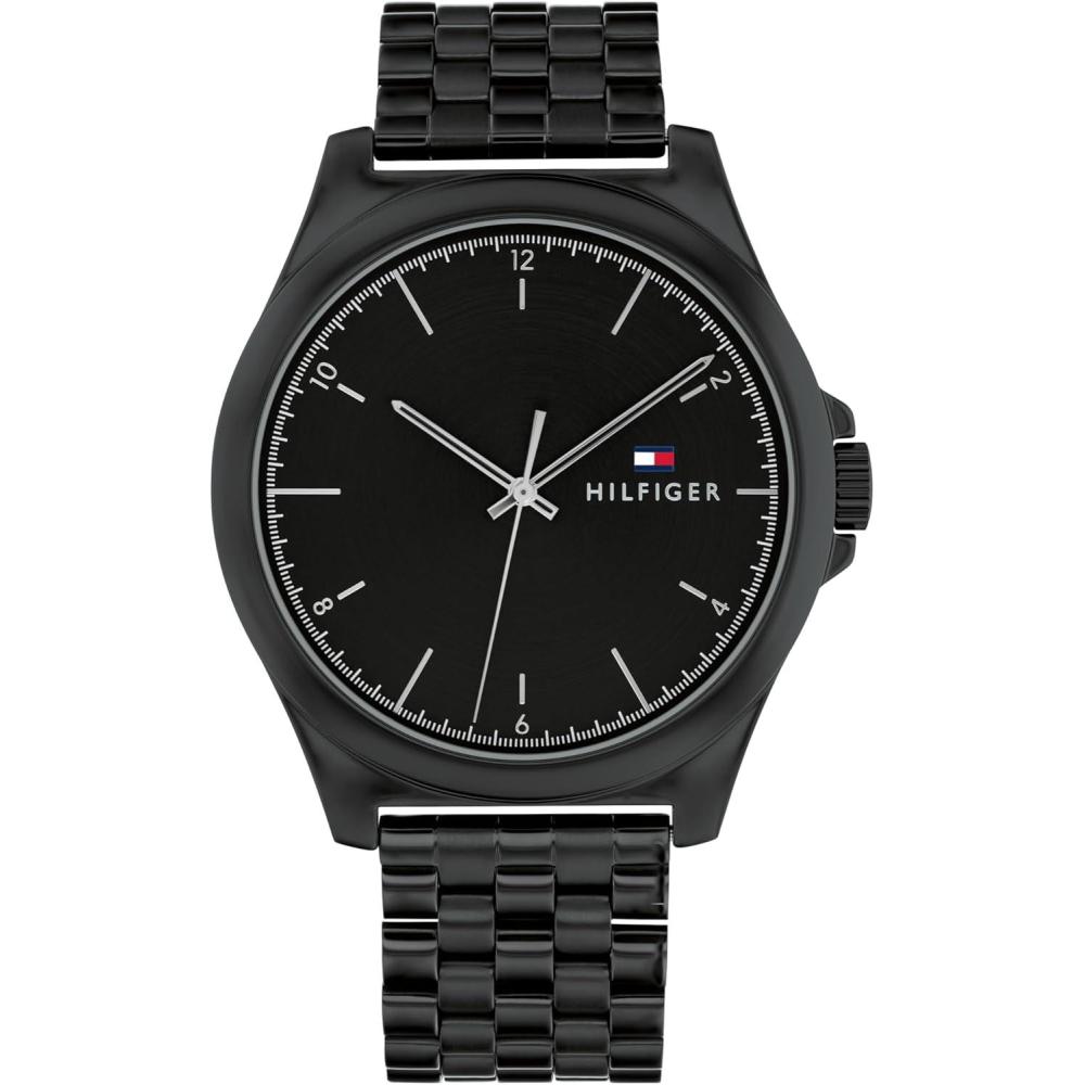 imageTommy Hilfiger Mens Casual Watch 3H Quartz Stainless Steel Wristwatch Water Resistant up to 3 ATM30 Meter Premium Fashion Timepiece for All Occasions 42 mmBlack