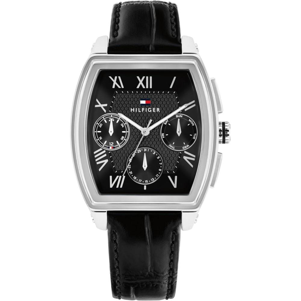 imageTommy Hilfiger Mens Multifunction Quartz Watch Inspired by Oxford Shirt Water Resistant up to 30m Sophisticated Timepiece Gift for Him 36mmBlack