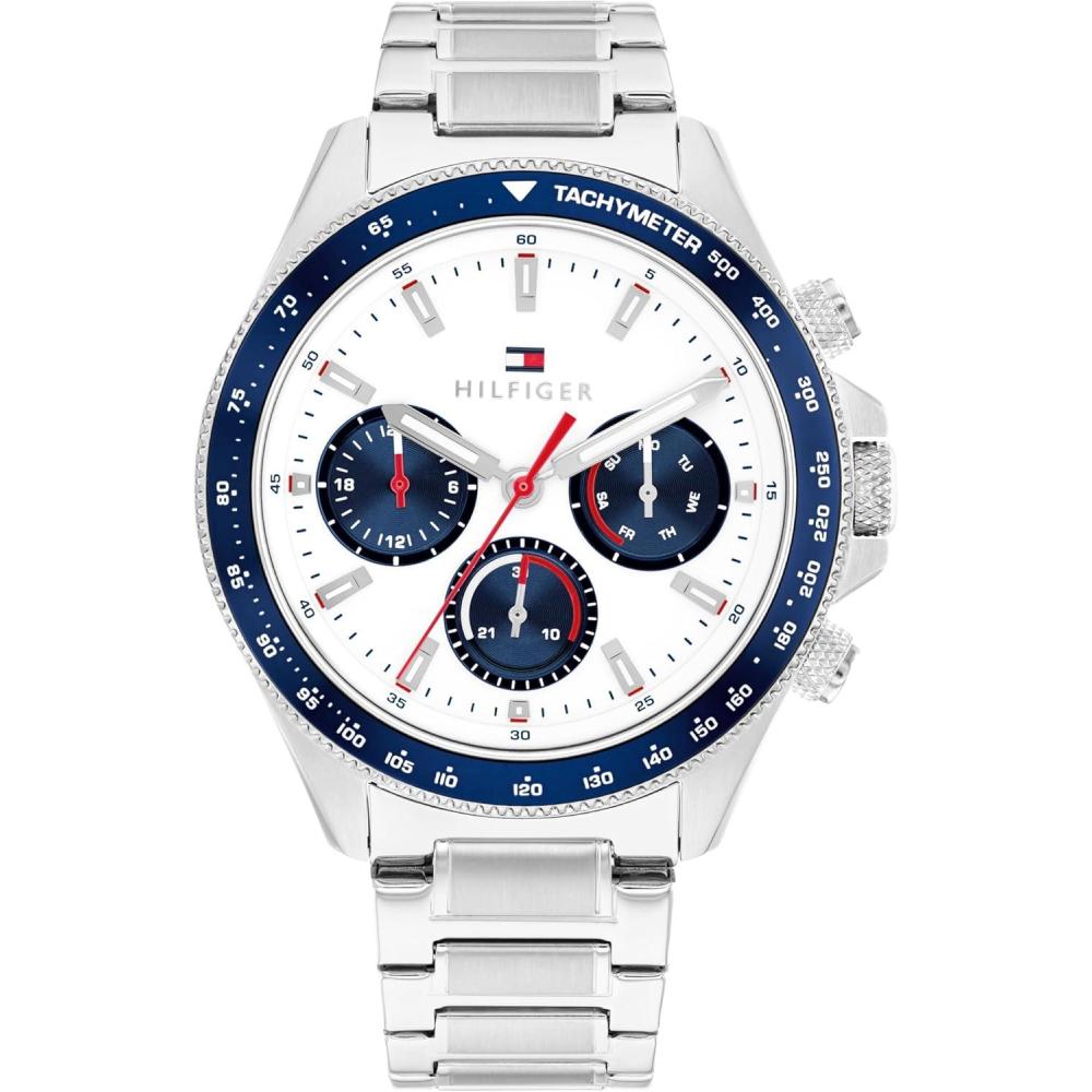 imageTommy Hilfiger Mens Multifunction Watch  Round Case  Iconic Casual Design  Gift for Him 44mmSilver