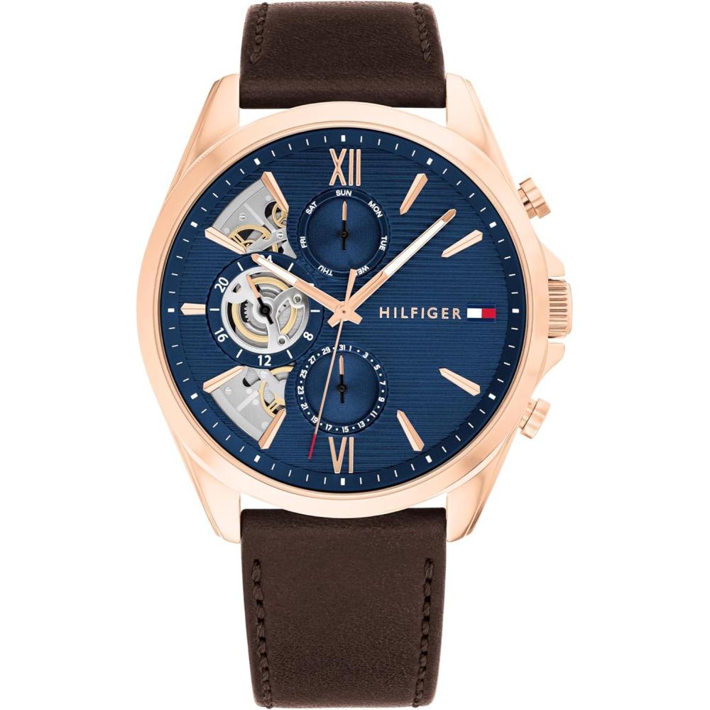 imageTommy Hilfiger Mens Quartz Multifunction Watch  Stainless Steel  5ATM50 Meters Water Resistance  A Timeless Modern Classic  Gift for Him  435mmBrown