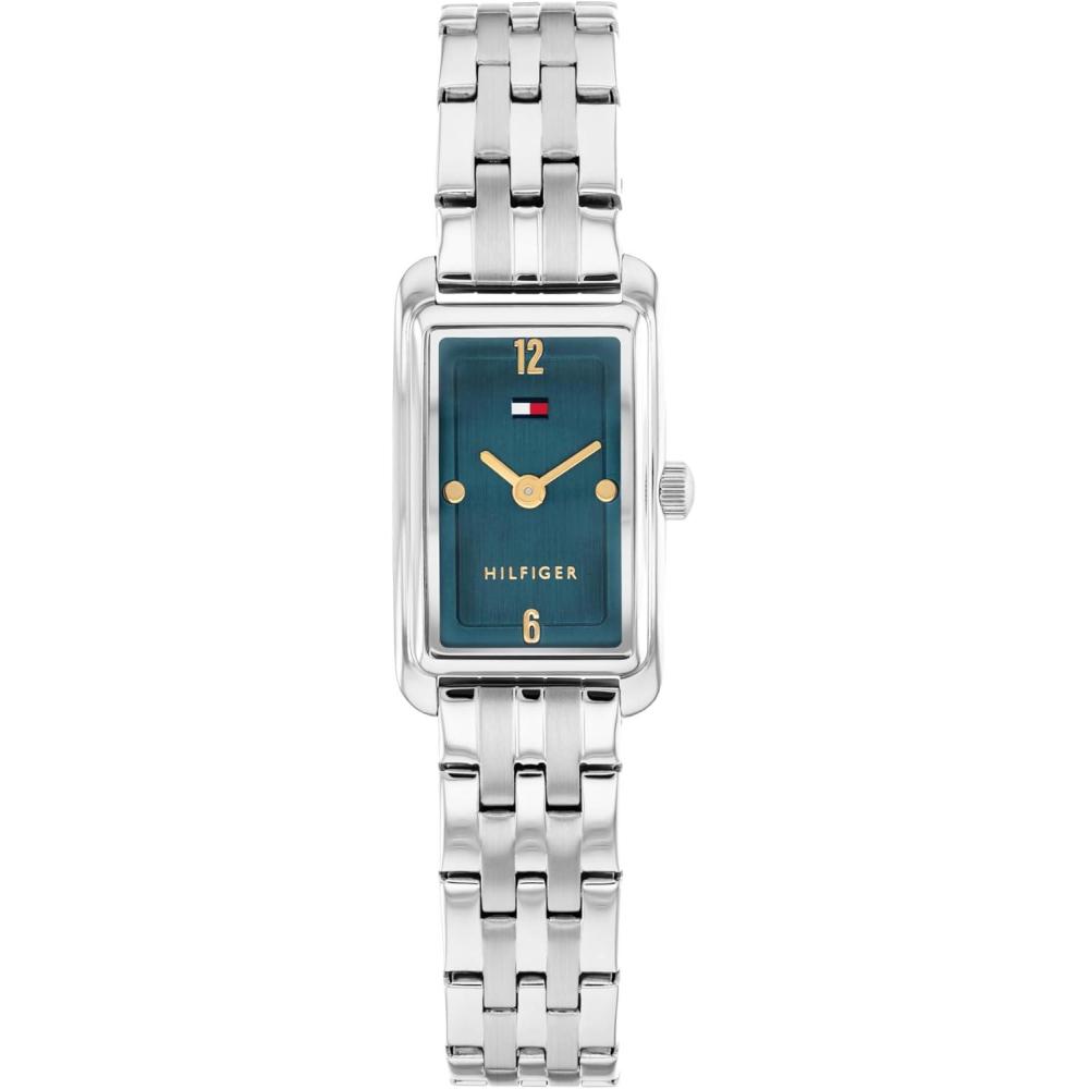 imageTommy Hilfiger Womens 2Hand Quartz Watch Mini Tank Case with Link Bracelet Classic Dressy Style Gift for Her 16mmSilver