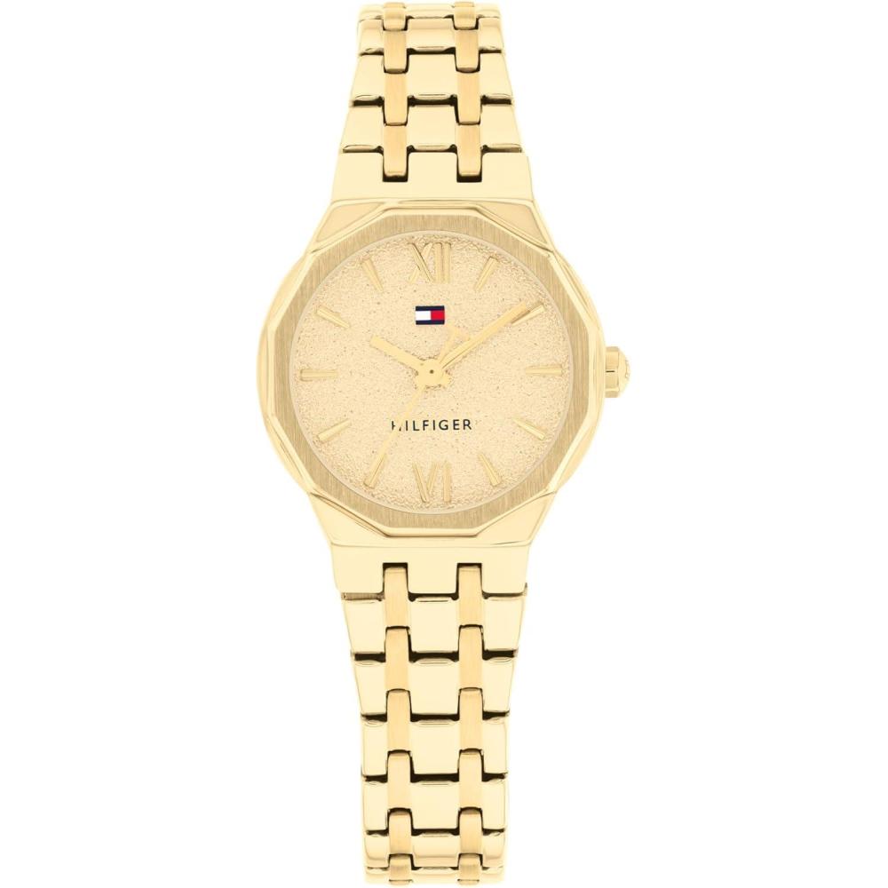 imageTommy Hilfiger Womens Quartz Bracelet Watch Chic Modern Design Geometric Frosted Dial Water Resistant up to 30m Sophisticated Casual Timepiece Gift for Her 25mmGold Plated