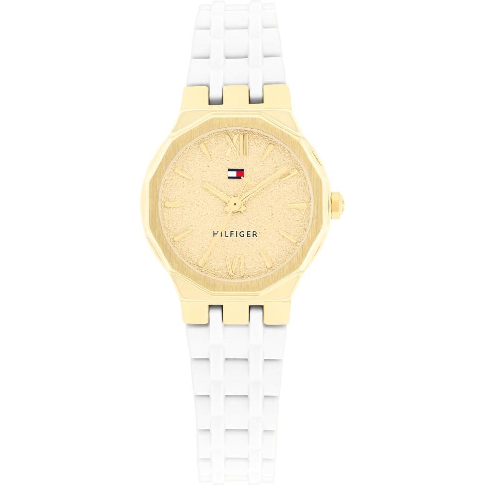 imageTommy Hilfiger Womens Quartz Bracelet Watch Chic Modern Design Geometric Frosted Dial Water Resistant up to 30m Sophisticated Casual Timepiece Gift for Her 25mmSilverGold