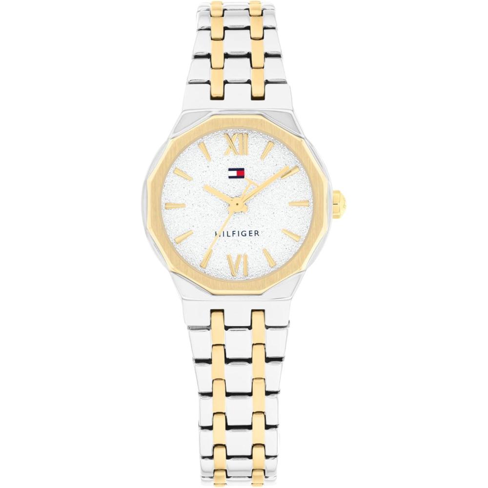 imageTommy Hilfiger Womens Quartz Bracelet Watch  Chic Modern Design Geometric Frosted Dial  Water Resistant up to 30m  Sophisticated Casual Timepiece  Gift for Her 25mmTwo Tone