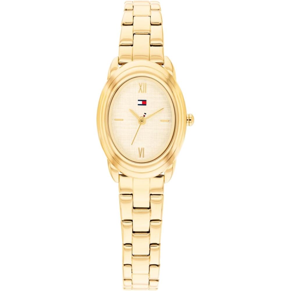 imageTommy Hilfiger Womens Quartz Bracelet Watch Petite Oval Case Water Resistant up to 30m Chic Sophisticated Timepiece Gift for Her 215mmGold Plated