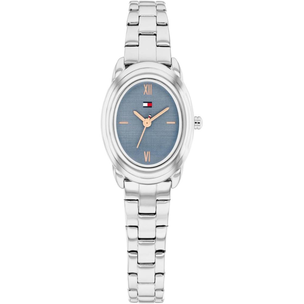 imageTommy Hilfiger Womens Quartz Bracelet Watch Petite Oval Case Water Resistant up to 30m Chic Sophisticated Timepiece Gift for Her 215mmSilverBlue