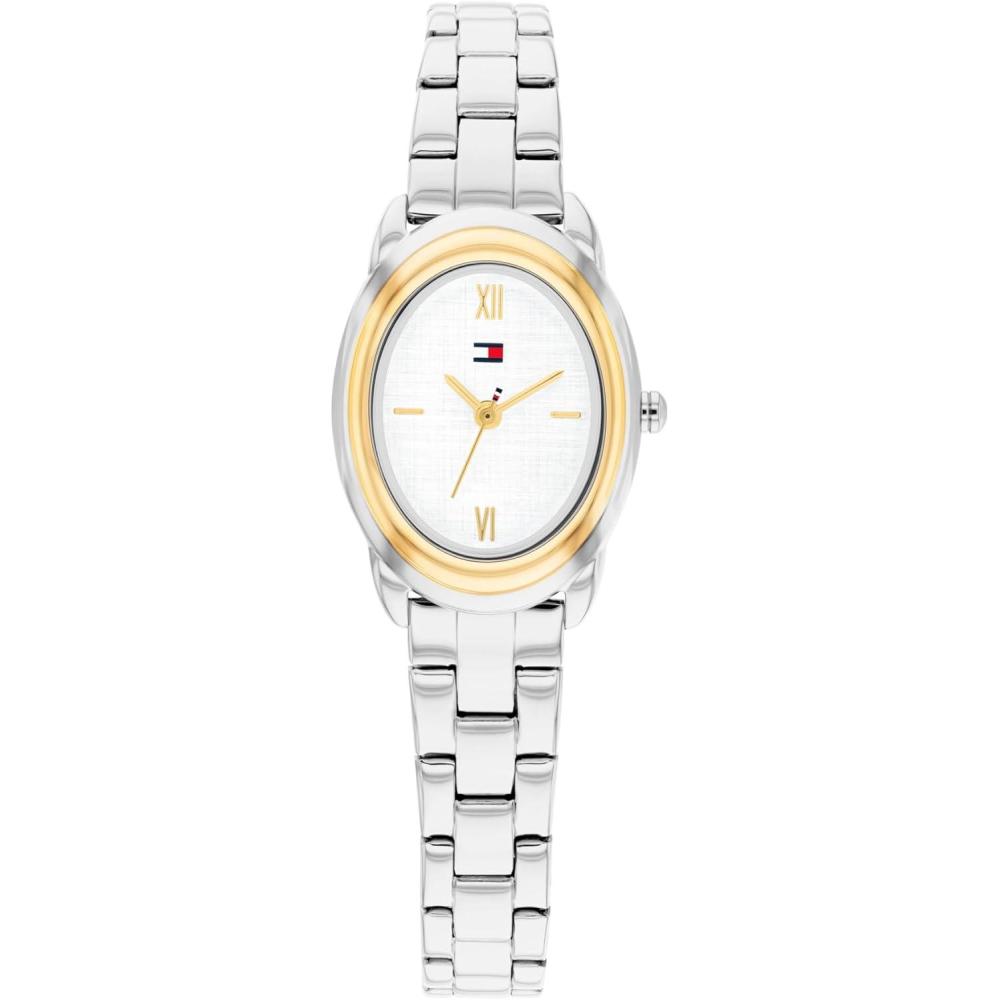 imageTommy Hilfiger Womens Quartz Bracelet Watch  Petite Oval Case  Water Resistant up to 30m  Chic Sophisticated Timepiece  Gift for Her 215mmSilverWhite