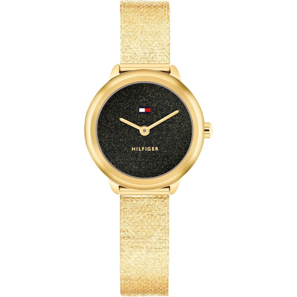 imageTommy Hilfiger Womens Quartz Watch Mini 26mm Stainless Steel Case Mesh Bracelet Shimmer Dial Minimalist Everyday Style Gift for HerBlack