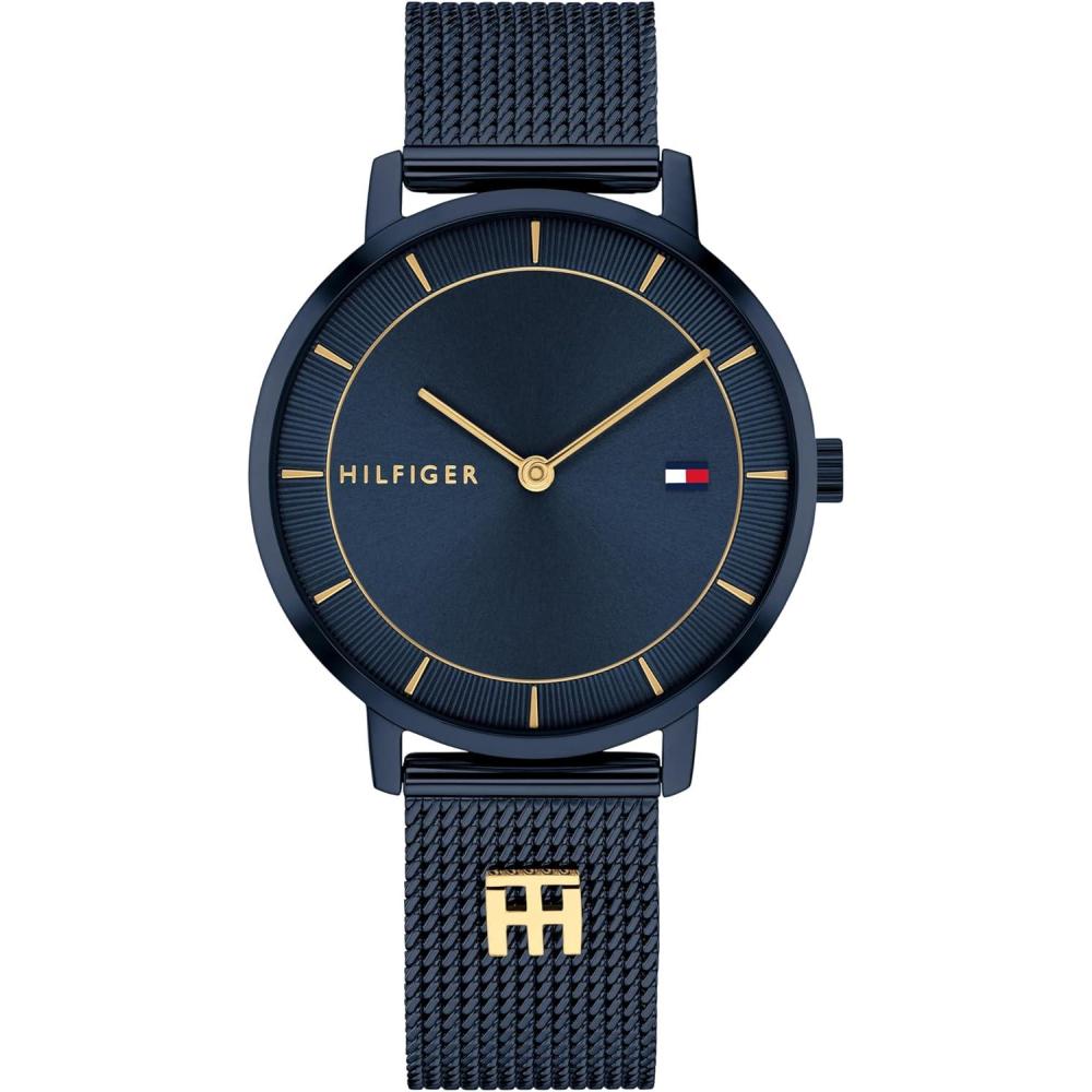 imageTommy Hilfiger Womens Slim Quartz Watch Stainless Steel Mesh Bracelet Water Resistant 3 ATM Elegant Minimal Design Gift for Her 35mmBlue