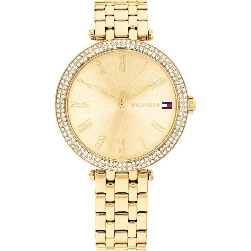 imageTommy Hilfiger Womens Watch Classic 3H Quartz Watch Stainless Steel Wristbrand Water Resistant up to 3 ATM30 Meters Premium Fashion Timepiece with Day to Night Versatility 34mmGold Plated