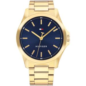 Tommy Hilfiger Men’s 3H Quartz Watch, Stainless Steel Bracelet, Water Resistant 3 ATM, Modern and Stylish Timepiece, Gift for Him, 42mm(Gold Plated)