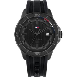 Tommy Hilfiger Men’s 3-Hand Quartz Watch – Round Case – Sporty, Iconic Style – Gift for Him 43mm(Black)