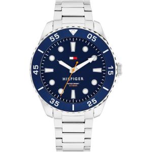 Tommy Hilfiger Men’s Bold Dive-Inspired Watch – 3H Quartz Movement, Stainless Steel and Aluminum Case, Aluminum Sport Bezel, Link Bracelet – Adventure-Ready Gift for Him