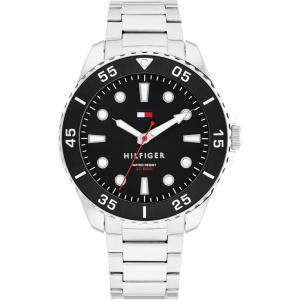 Tommy Hilfiger Men’s Bold Dive-Inspired Watch – 3H Quartz Movement, Stainless Steel and Aluminum Case, Aluminum Sport Bezelt – Adventure-Ready Gift for Him(Silver)