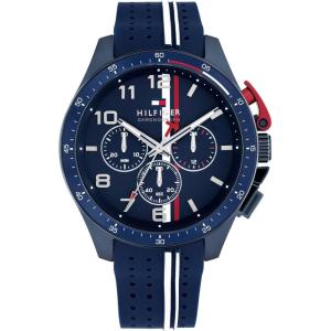 Tommy Hilfiger Men’s Chronograph Watch – Racing-Inspired, Sporty Design – Silicone Strap – 5 ATM Water Resistance – Bold and Stylish Timepiece – Gift for Him – 46mm(Blue)