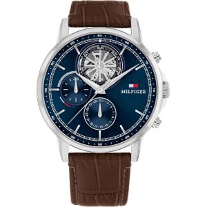 Tommy Hilfiger Mens Dress Watch – Multifunction Leather Wristwatch – Water Resistant up to 5 ATM/50 Meters – Premium Fashion Timepiece for All Occasions – 44mm(Brown)