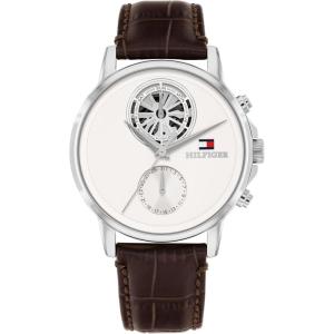 Tommy Hilfiger Men’s Multifunction Watch – Genuine Leather Strap and Skeleton Sub-Eye Dial – Water Resistant up to 50m – Modern, Contemporary Timepiece – Gift for Him 40mm(Brown)