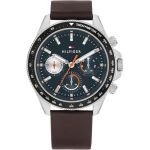 Tommy Hilfiger Men’s Multifunction Watch – Round Case – Iconic Casual Design – Gift for Him 44mm(Brown)
