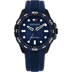 Tommy Hilfiger Men’s Quartz Regatta Watch – Silicone Strap, Rotating Sport Bezel – Water Resistant up to 100m – Contemporary, Bold Timepiece – Gift for Him 42mm(Blue)