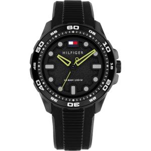 Tommy Hilfiger Men’s Quartz Regatta Watch – Silicone Strap, Rotating Sport Bezel – Water Resistant up to 100m – Contemporary, Bold Timepiece – Gift for Him 42mm(Black)