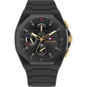 Tommy Hilfiger Mens Sporty Watch – Multifunction Silicone Wristwatch – Water Resistant up to 5 ATM/50 Meters – Premium Fashion Timepiece for All Occasions – 44 mm(Black)